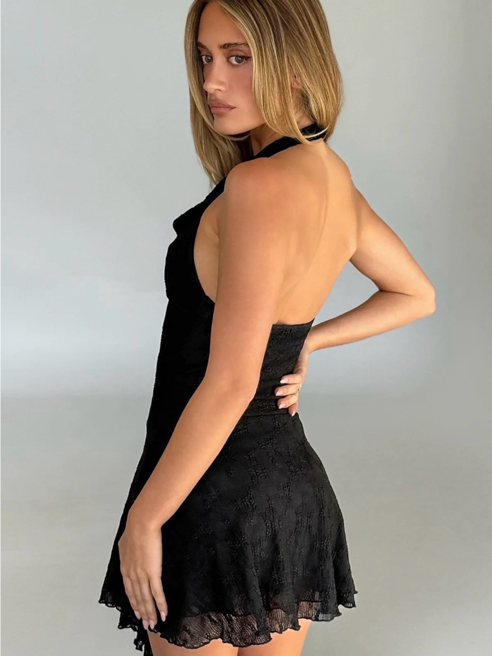 tiger mist florella Black Mini Halter Dress - Picture 2 of 3